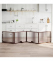 vidaXL Dog Gate with Door Foldable 4 Panels Brown 320 cm Poplar Wood