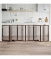 vidaXL Dog Gate with Door Foldable 6 Panels Brown 300 cm Poplar Wood