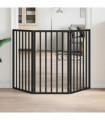 vidaXL Dog Gate Foldable 3 Panels Black 150 cm Poplar Wood
