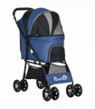 PawHut Foldable Dog Stroller w/ Large Carriage, Universal Wheels, Brakes - Blue