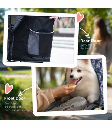 PawHut Foldable Dog Stroller w/ Large Carriage, Universal Wheels, Brakes - Grey