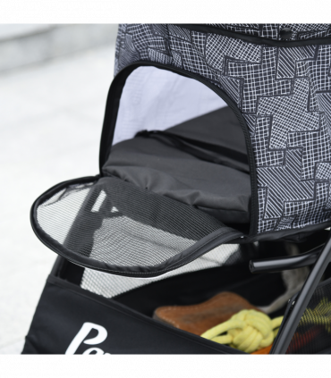 PawHut Foldable Dog Stroller w/ Large Carriage, Universal Wheels, Brakes - Grey