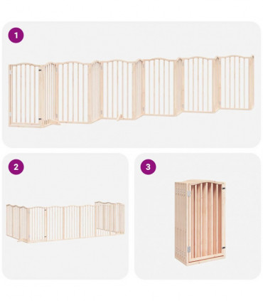 vidaXL Dog Gate with Door Foldable 12 Panels 600 cm Poplar Wood