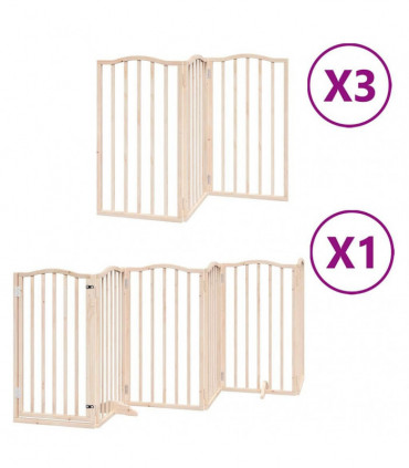 vidaXL Dog Gate with Door Foldable 15 Panels 750 cm Poplar Wood