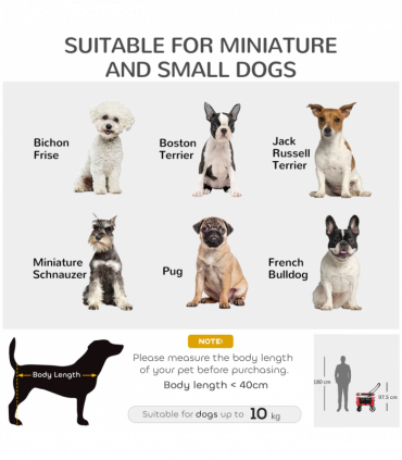 PawHut Foldable Pet Stroller w/ Detachable Carrier, Soft Padding - Red