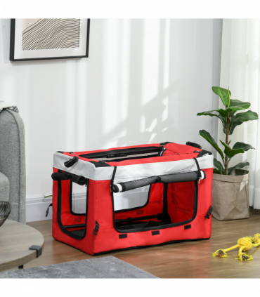 PawHut Foldable Pet Stroller w/ Detachable Carrier, Soft Padding - Red