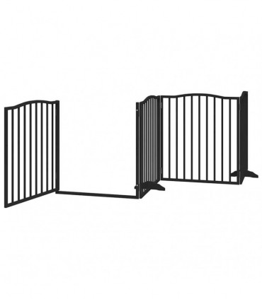 vidaXL Dog Gate with Door Foldable 10 Panels Black 800 cm Poplar Wood