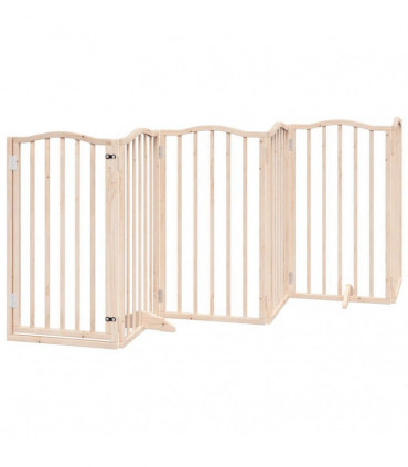 vidaXL Dog Gate with Door Foldable 9 Panels 450 cm Poplar Wood
