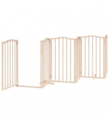 vidaXL Dog Gate with Door Foldable 9 Panels 450 cm Poplar Wood