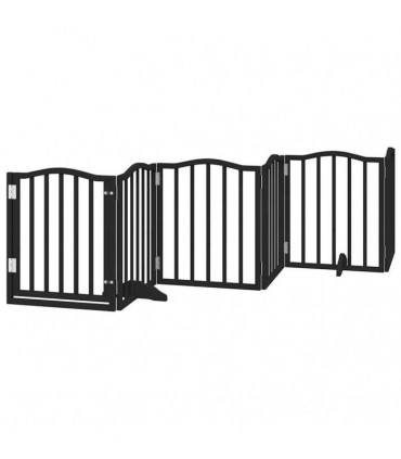 vidaXL Dog Gate with Door Foldable 9 Panels Black 450 cm Poplar Wood