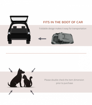 PawHut Folding Pet Carrier Bag House W/ Cushion Storage, Grey 60x41.5x41cm