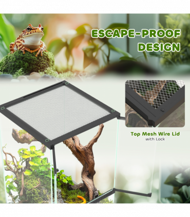 PawHut Glass Reptile Terrarium, 40L Vivarium for Lizards Frogs Snakes Turtles