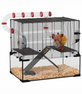PawHut Hamster Cage w/ Tubes, Ramps, Platforms, Hut, 60 x 40 x 57cm