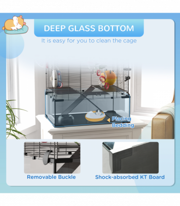 PawHut Hamster Cage w/ Tubes, Ramps, Platforms, Hut, 60 x 40 x 57cm