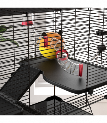 PawHut Hamster Cage w/ Tunnels, Tubes, Ramps, Platforms, Hut, 78.5 x 48.5 x 57cm