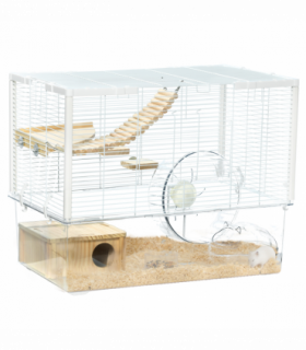 PawHut Hamster Cage, Gerbilarium Cage w/ Deep Bottom, Ramp, Exercise Wheel