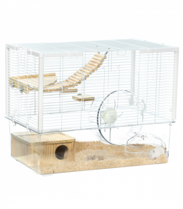 PawHut Hamster Cage, Gerbilarium Cage w/ Deep Bottom, Ramp, Exercise Wheel