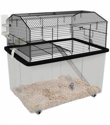 PawHut Hamster Cage, Two-Tier Gerbil Cage w/ Deep Bottom, Ramp, Food Dish