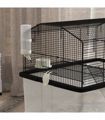 PawHut Hamster Cage, Two-Tier Gerbil Cage w/ Deep Bottom, Ramp, Food Dish