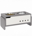 PawHut Height Adjustable Dog Feeding Storage w/ 2 Stainless Steel Bowls