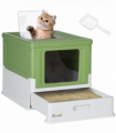 PawHut Hooded Cat Litter Box, Pet Toilet w/ Scoop, Tray - Light Green