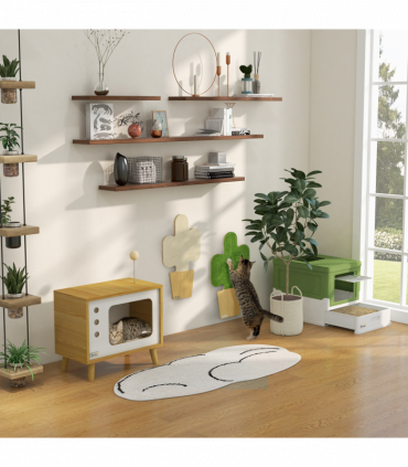 PawHut Hooded Cat Litter Box, Pet Toilet w/ Scoop, Tray - Light Green