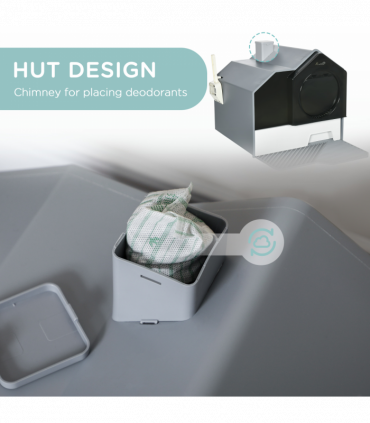 PawHut Hooded Cat Litter Tray with Scoop Drawer Pan, Handle, Deodorant