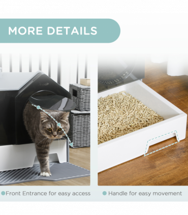 PawHut Hooded Cat Litter Tray with Scoop Drawer Pan, Handle, Deodorant