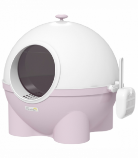 PawHut Large Cat Litter Box with Scoop, Front Entrance, 53 x 51 x 48cm - Pink