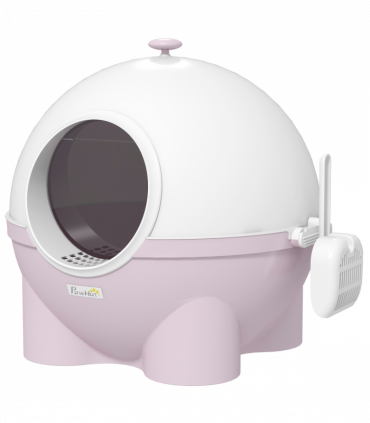 PawHut Large Cat Litter Box with Scoop, Front Entrance, 53 x 51 x 48cm - Pink