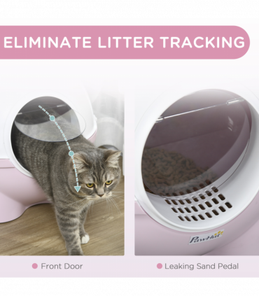 PawHut Large Cat Litter Box with Scoop, Front Entrance, 53 x 51 x 48cm - Pink