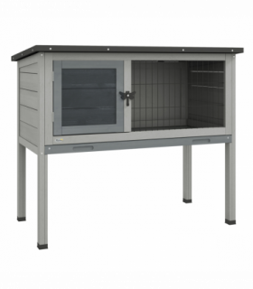 PawHut Large Elevated Indoor Outdoor Wooden Rabbit Hutch with Asphalt Roof, Tray