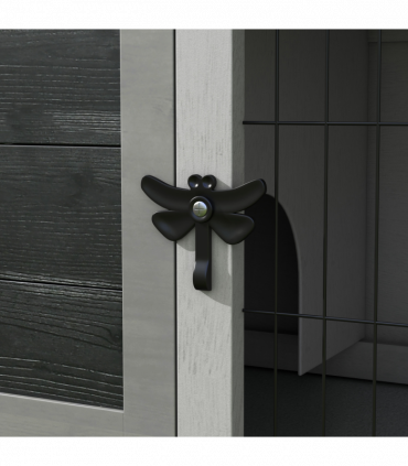 PawHut Large Elevated Indoor Outdoor Wooden Rabbit Hutch with Asphalt Roof, Tray