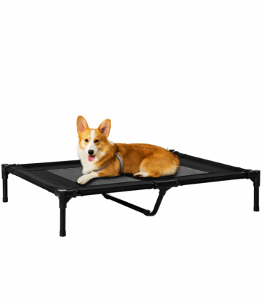 PawHut Large Pet Cot Portable Dog Cat Sleep Bed Elevated Camping Outdoor Black