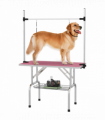 PawHut Metal Adjustable Dog Grooming Table Rubber Top 2 Safety Slings Mesh