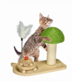 PawHut Mushroom-Shaped Cat-Scratching Post for Indoor Cats with Toy Balls