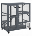 PawHut Outdoor Catio Cat House on Wheels with Platforms, Hammock