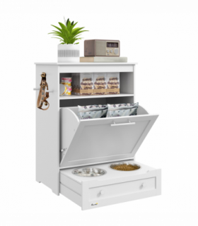 PawHut Pet Feeder Station Dog and Cat Food Storage Feeding Station Food Cabinet