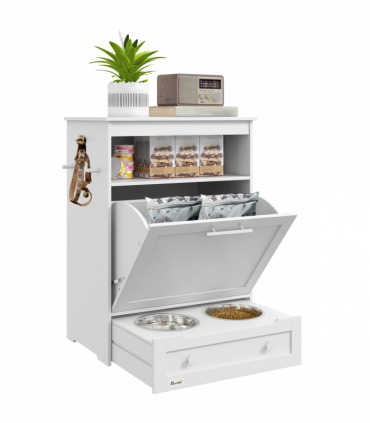 PawHut Pet Feeder Station Dog and Cat Food Storage Feeding Station Food Cabinet