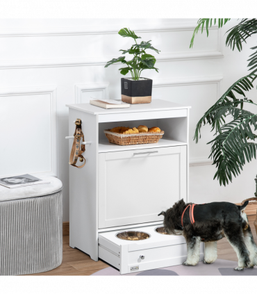 PawHut Pet Feeder Station Dog and Cat Food Storage Feeding Station Food Cabinet