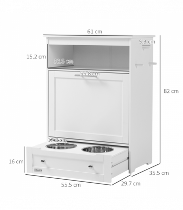 PawHut Pet Feeder Station Dog and Cat Food Storage Feeding Station Food Cabinet