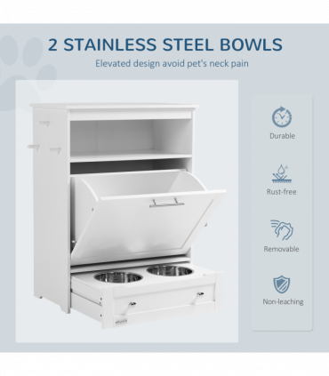 PawHut Pet Feeder Station Dog and Cat Food Storage Feeding Station Food Cabinet