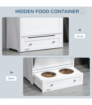 PawHut Pet Feeder Station Dog and Cat Food Storage Feeding Station Food Cabinet