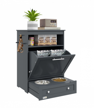 PawHut Pet Feeder Station Dog and Cat Food Storage Feeding Station Food Cabinet