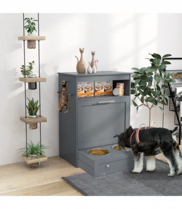 PawHut Pet Feeder Station Dog and Cat Food Storage Feeding Station Food Cabinet