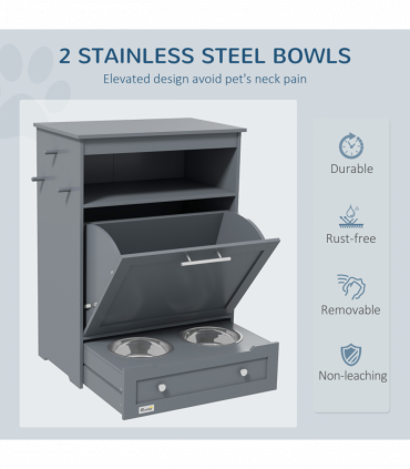 PawHut Pet Feeder Station Dog and Cat Food Storage Feeding Station Food Cabinet