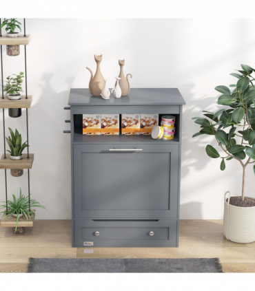 PawHut Pet Feeder Station Dog and Cat Food Storage Feeding Station Food Cabinet