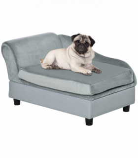 PawHut Pet Sofa Dog Chair Cat Couch w/ Storage, Cushion - Light Blue