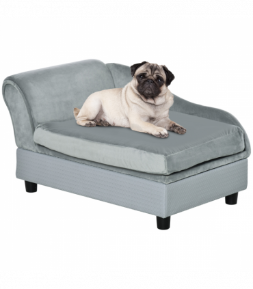 PawHut Pet Sofa Dog Chair Cat Couch w/ Storage, Cushion - Light Blue