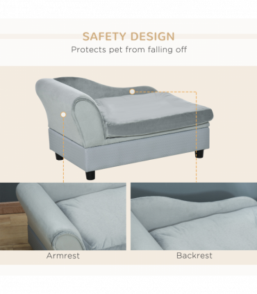 PawHut Pet Sofa Dog Chair Cat Couch w/ Storage, Cushion - Light Blue